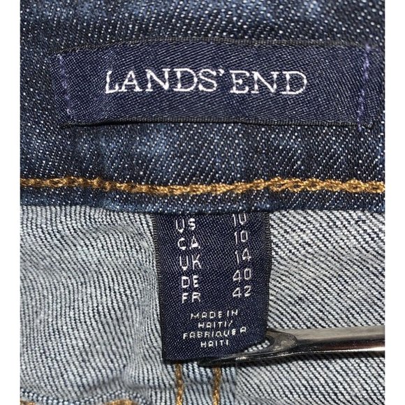 Lands End Sz 10 Midrise Dark Wash Straight Leg Jeans Stretch Denim EUC - Picture 7 of 9